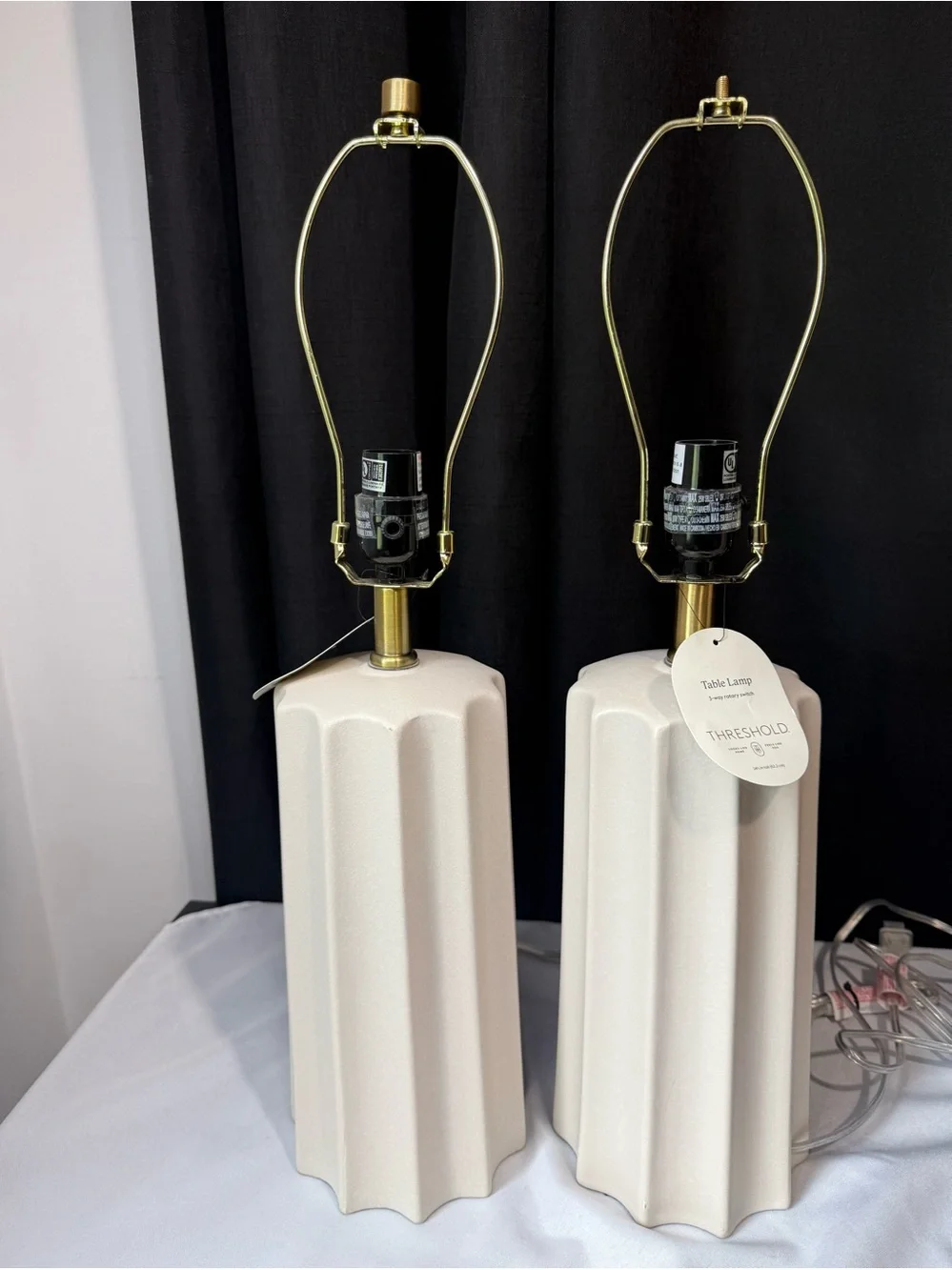 Threshold Sculpted 24 1/2” Ceramic Table Lamps (Set of 2) NWT - No Shades